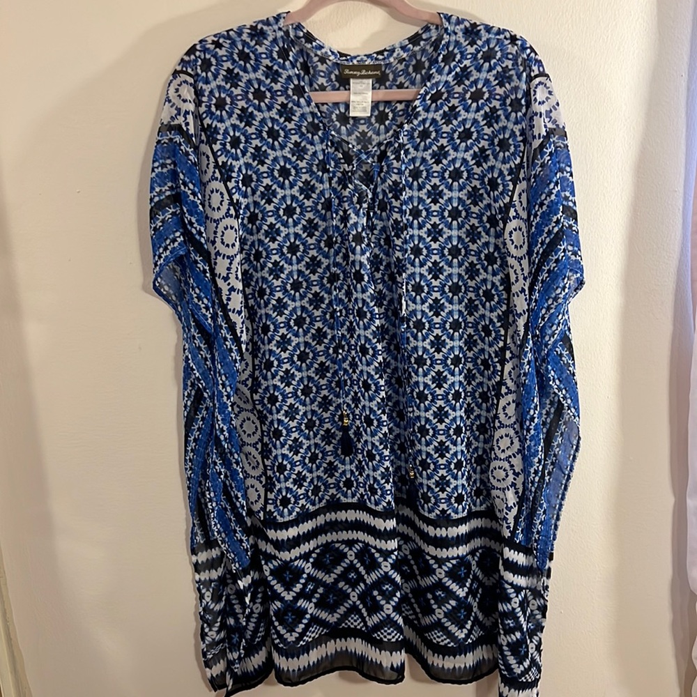 Tommy Bahama shibori lace-up coverup